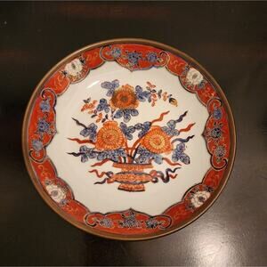 Antique Japanese Porcelain Bowl Wrapped with‎ Brass Jares Hand Painted Hong Kong